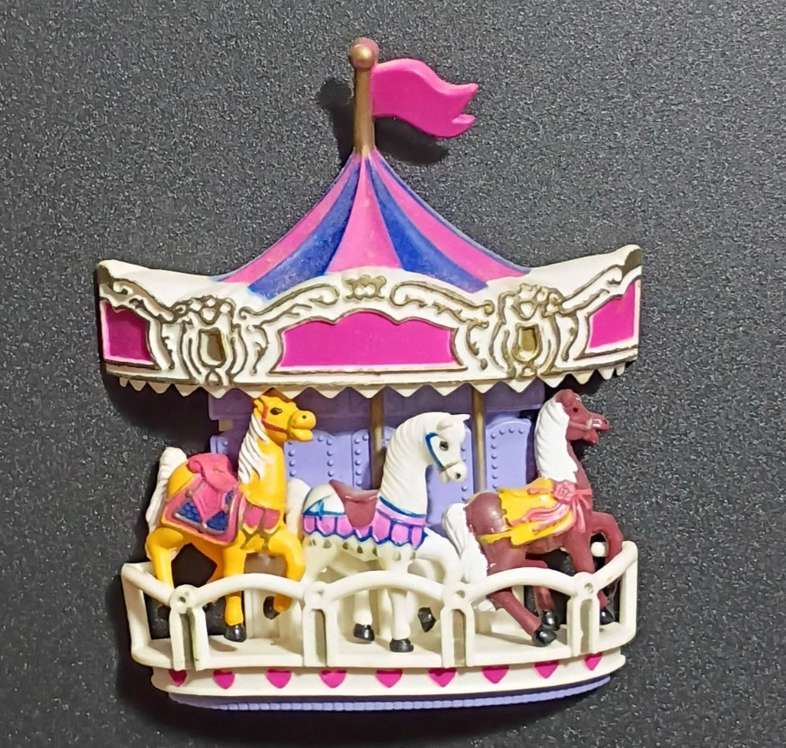 Vintage 1980s Nobel Hall 3D Refrigerator Magnet Set Carousel 3 Horses Kitsch Vintage 1980s Nobel Hall 3D Refrigerator Magnet Set Carousel 3 Horses Kitsch