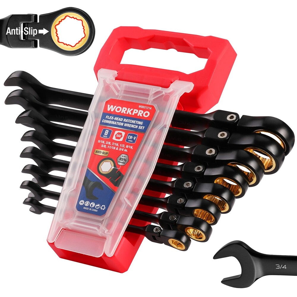 WORKPRO 8PC Flex Head Ratcheting Wrench Set SAE 5/16-3/4\ WORKPRO 8PC Flex Head Ratcheting Wrench Set SAE 5/16-3/4\