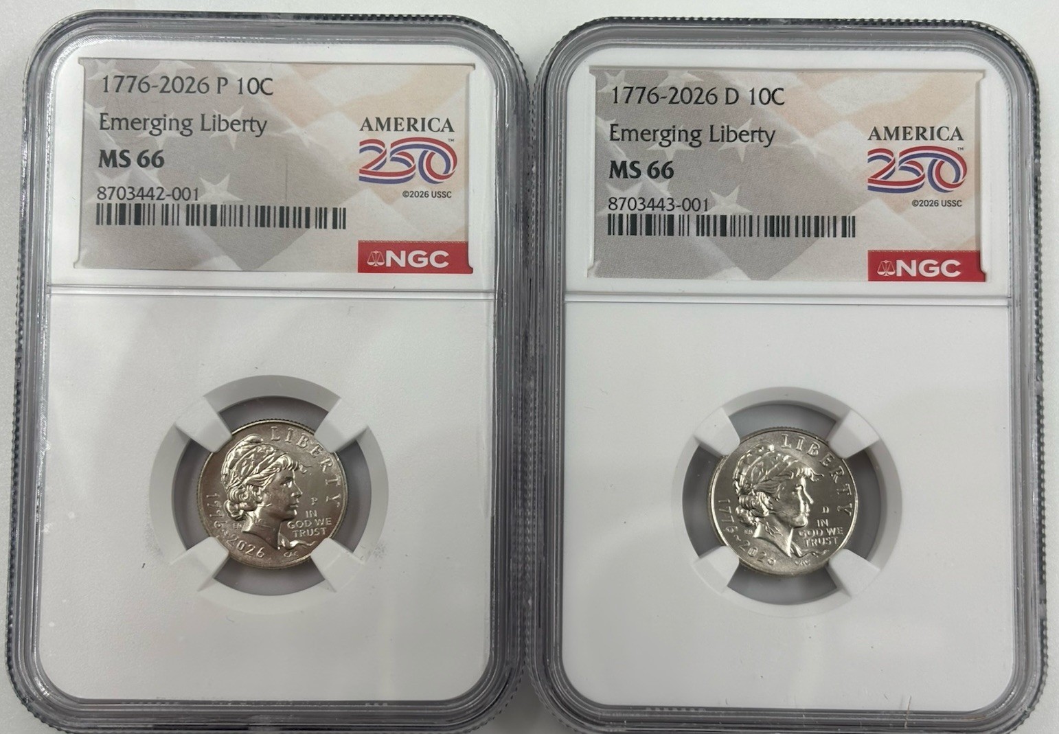1776 2026 P D EMERGING LIBERTY DIME 10C NGC MS66 250th Anniversary ⭐SHIPS NOW⭐ 1776 2026 P D EMERGING LIBERTY DIME 10C NGC MS66 250th Anniversary ⭐SHIPS NOW⭐