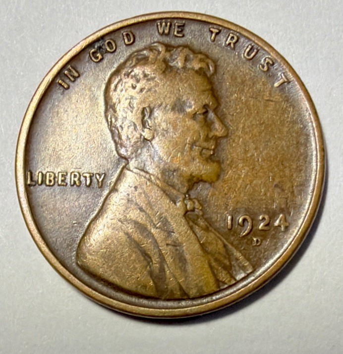 1924 D Lincoln Wheat Cent~Semi Key Date~AU Condition~Beautiful Coin 1924 D Lincoln Wheat Cent~Semi Key Date~AU Condition~Beautiful Coin
