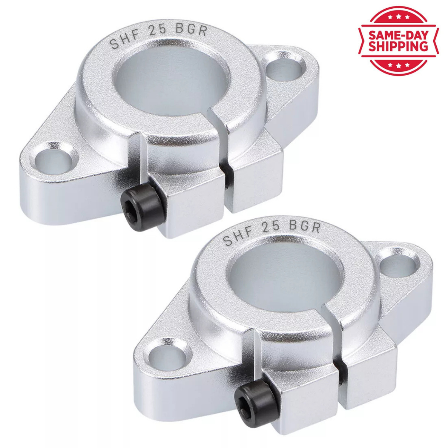 BGR 2PCS SHF25 Aluminum Linear Motion Rod Rail Clamping Guide Support 25mm Shaft