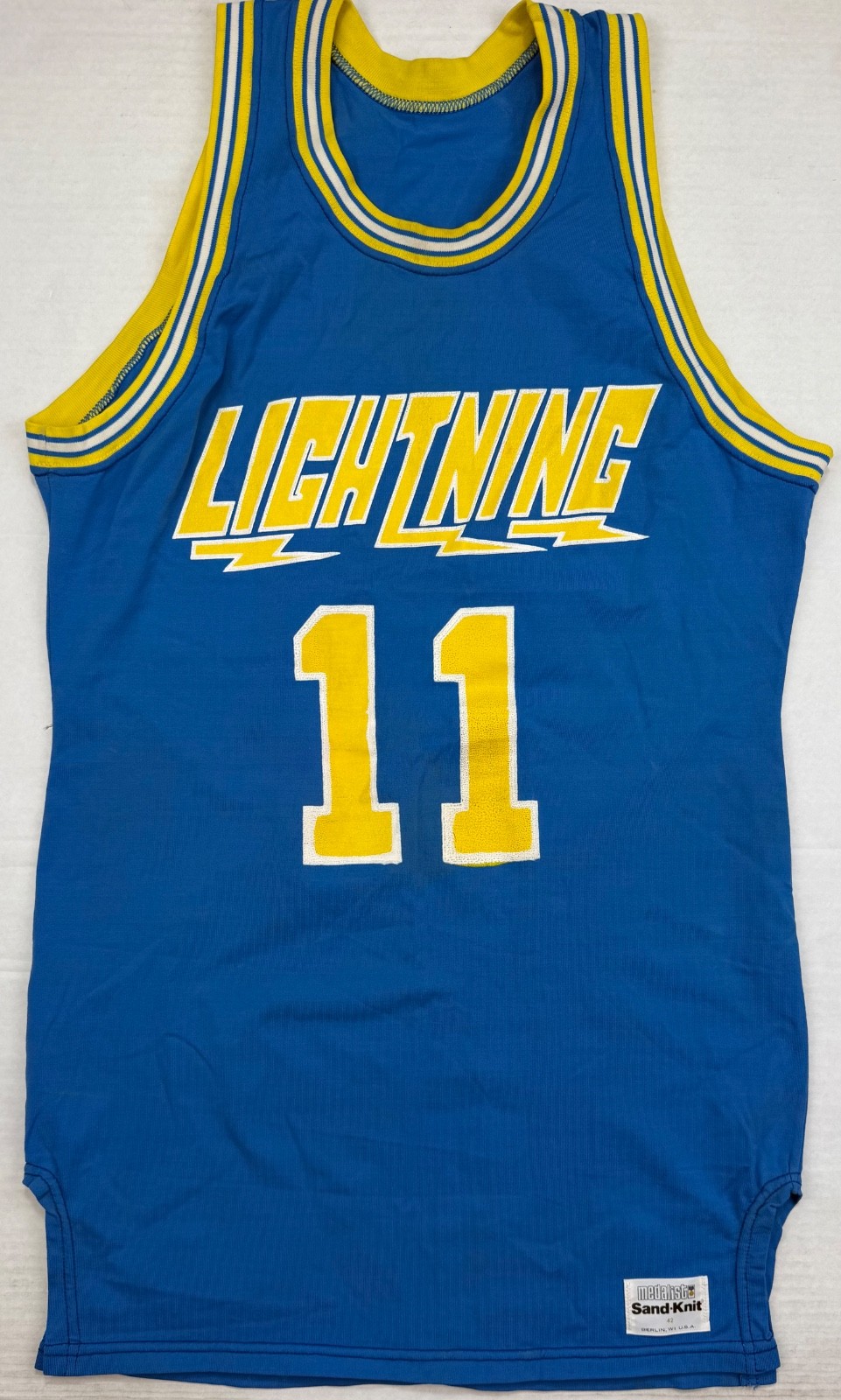 Vintage Lancaster Lightning Jersey Basketball CBA NBA Game Worn 80s Sand-Knit