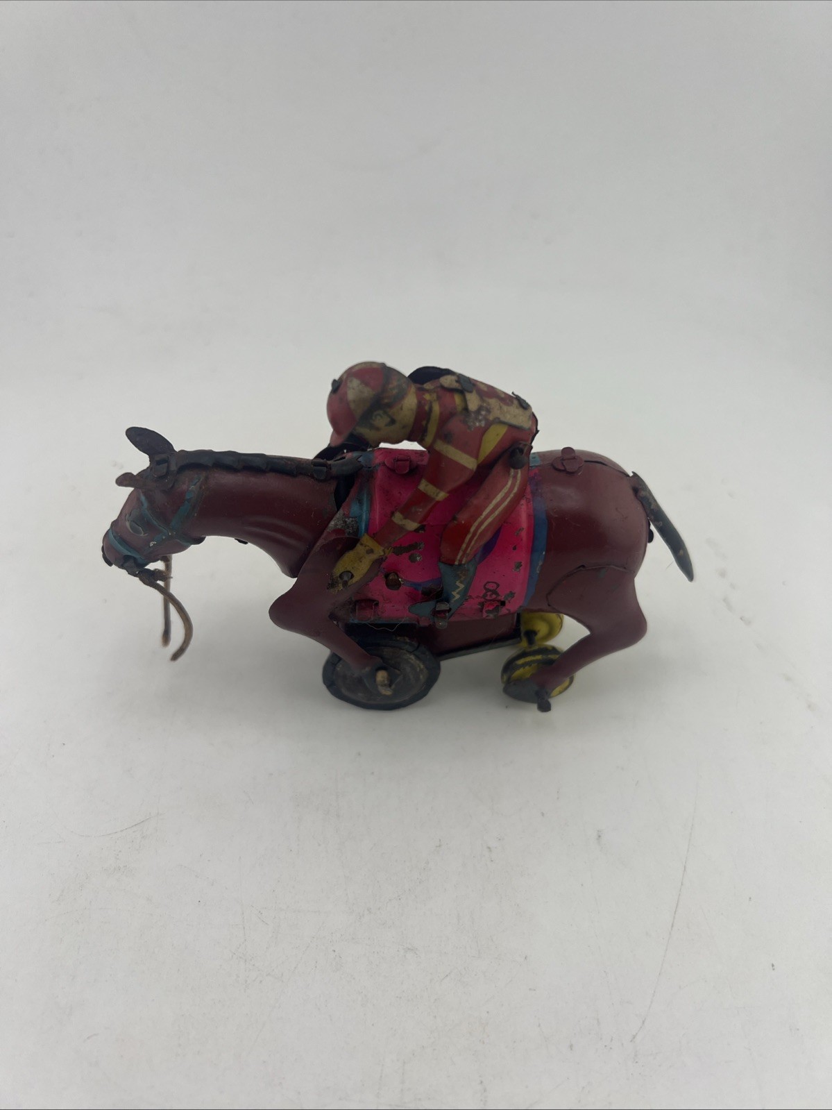 Vintage #8 Race Derby Horse Rider Jockey Tin Toy Japan Rare Vintage #8 Race Derby Horse Rider Jockey Tin Toy Japan Rare