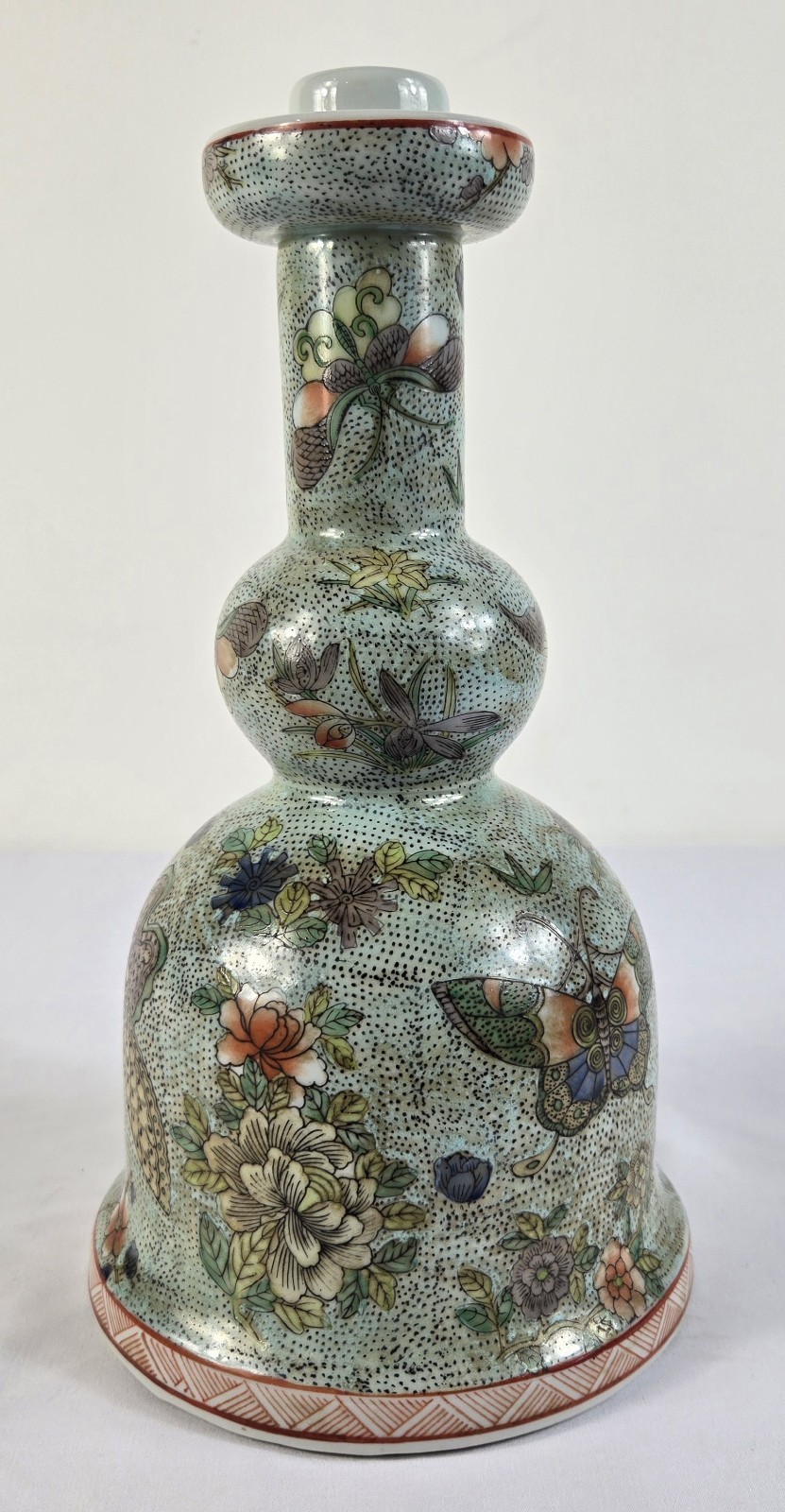 Vintage Chinese Famille Rose Double Gourd Table Lamp Base 12\
