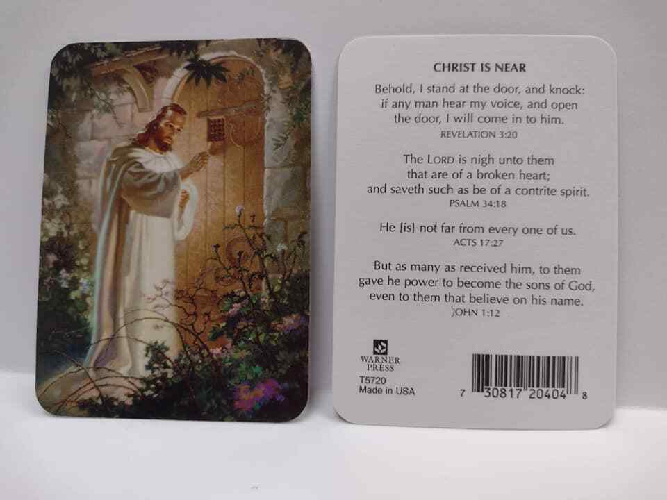 Christ Knocking Warner Sallman GLOSSY Pocket - Christ in near Prayer Card Christ Knocking Warner Sallman GLOSSY Pocket - Christ in near Prayer Card