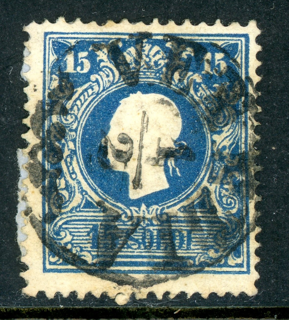 Austria 1864 Lombardy Venetia 2S Blue Type 1 Scott #12a VFU D125 Austria 1864 Lombardy Venetia 2S Blue Type 1 Scott #12a VFU D125