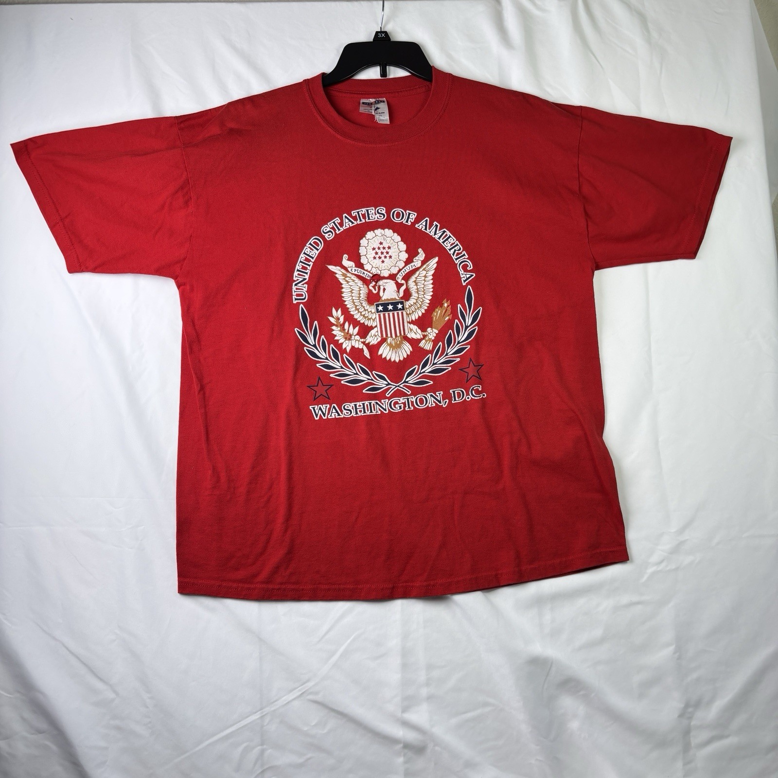 VTG 90s Jerzees Heavyweight Blend Washington DC Eagle Crest Red T-Shirt Mens XL