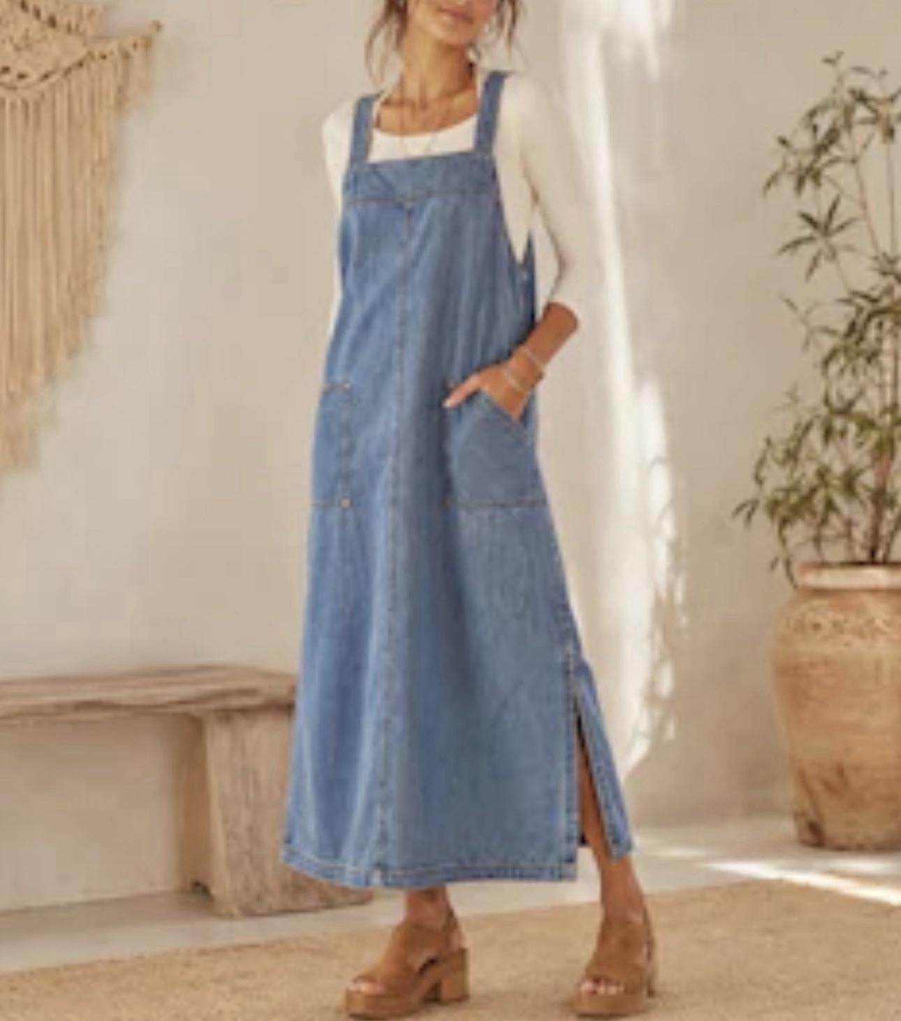 Vintage Studio Denim Jumper Dress S 90s Y2K Boho Pinafore Midi Maxi Pockets Vintage Studio Denim Jumper Dress S 90s Y2K Boho Pinafore Midi Maxi Pockets