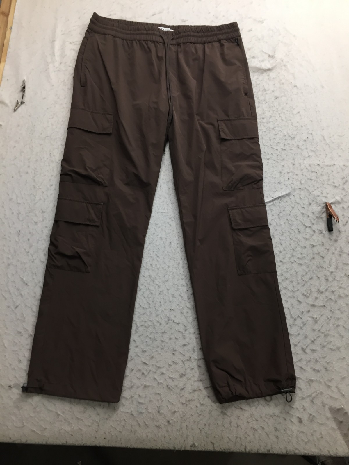 Pacsun Cargo Pants Mens XL Straight Dark Brown Elastic Waist Drawstring Pockets Pacsun Cargo Pants Mens XL Straight Dark Brown Elastic Waist Drawstring Pockets