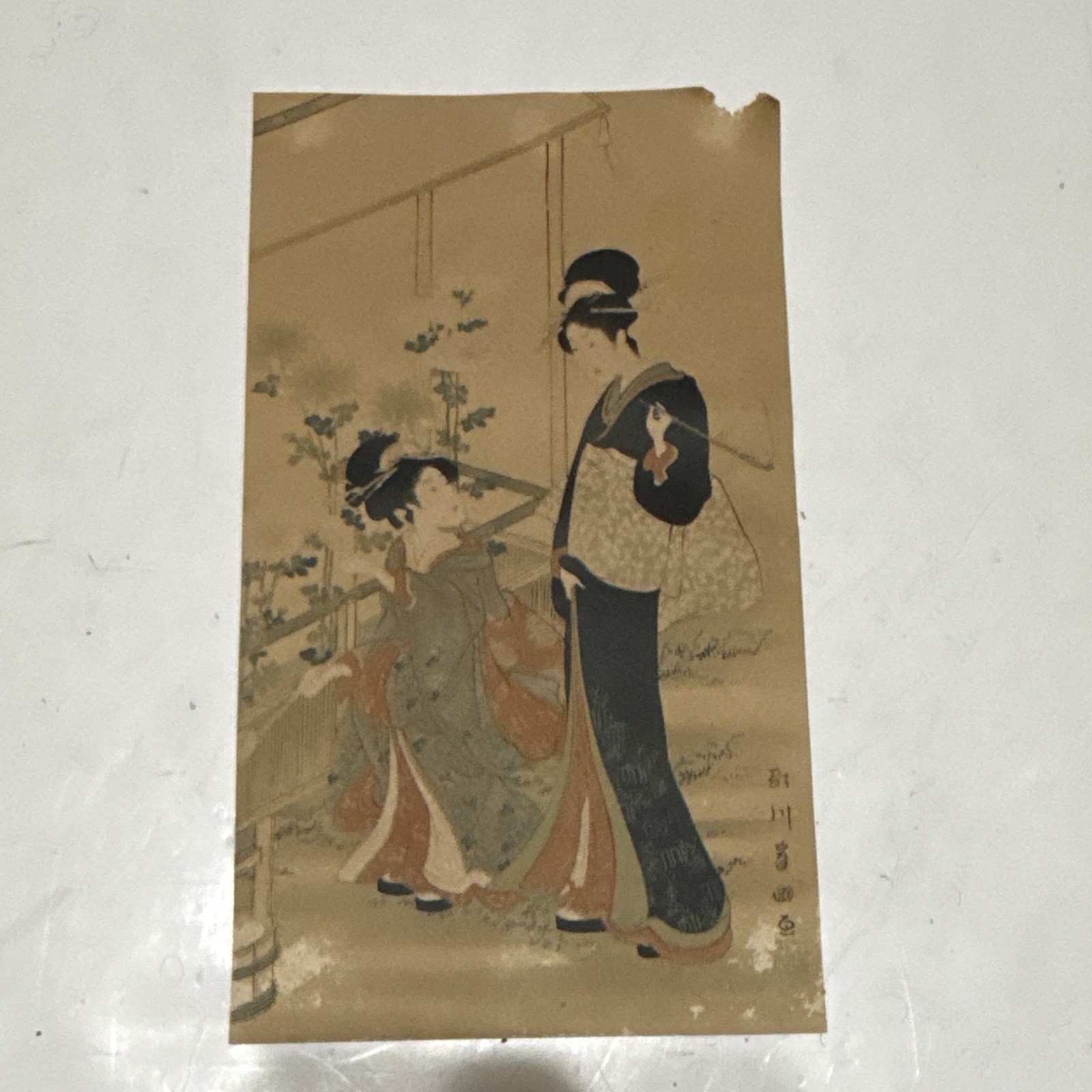 Antique Japanese Woodblock Print Toyokuni Ga Geisha Women Ukiyo-e 10x5.75 paper Antique Japanese Woodblock Print Toyokuni Ga Geisha Women Ukiyo-e 10x5.75 paper