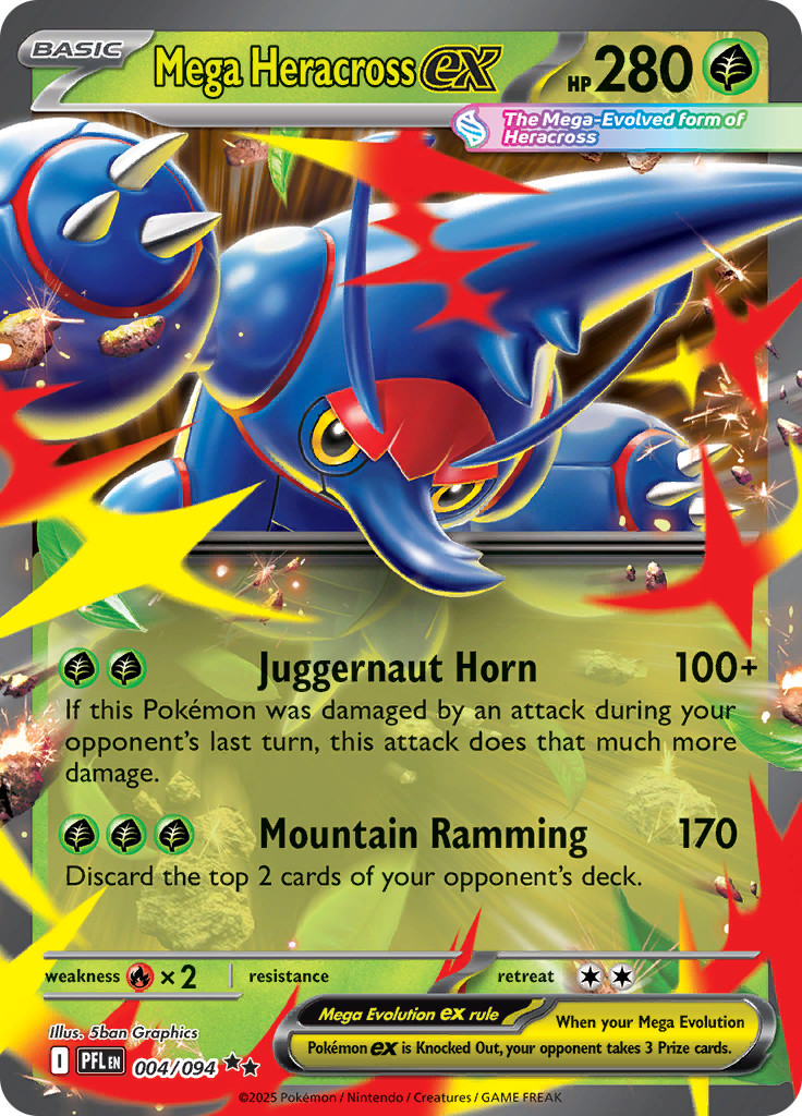Mega Heracross ex  004/094 - Phantasmal Flames- Pokemon TCG - Double Rare