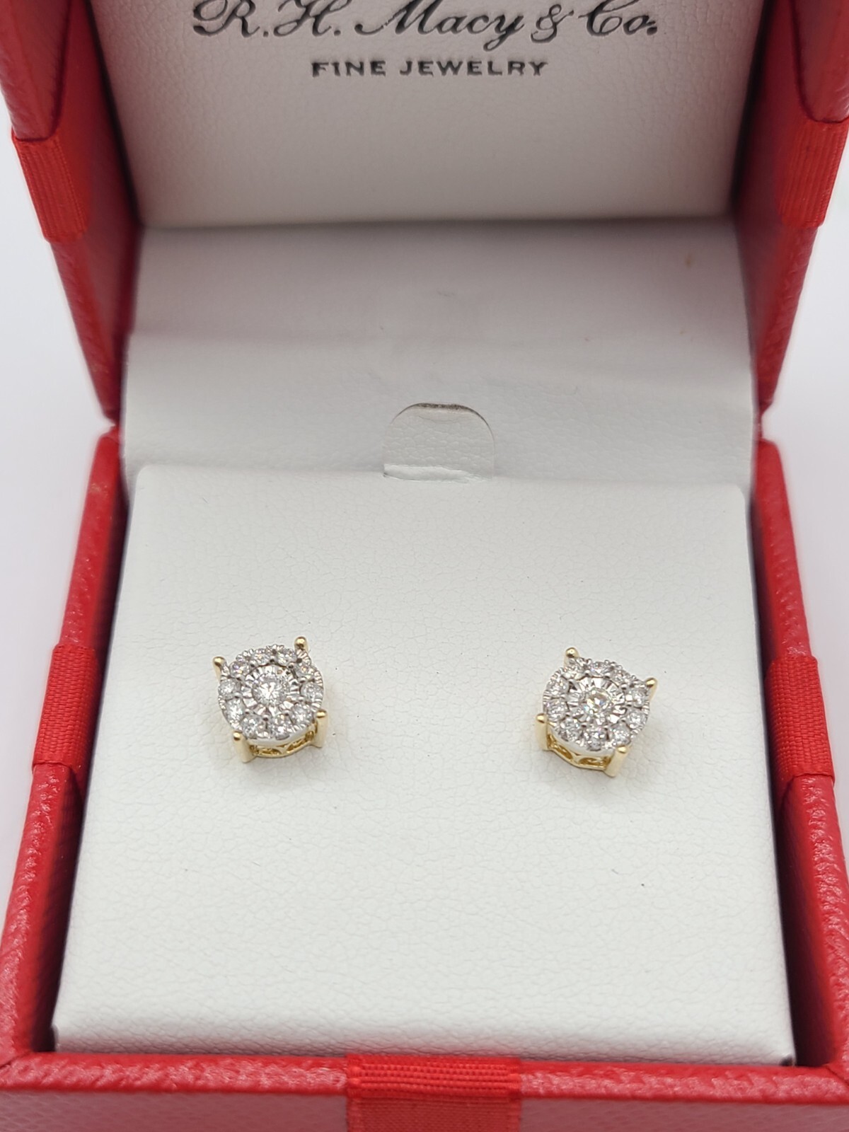 Macy\'s Diamond Halo Stud Earrings (1/3 ct. t.w.) in 14k Gold