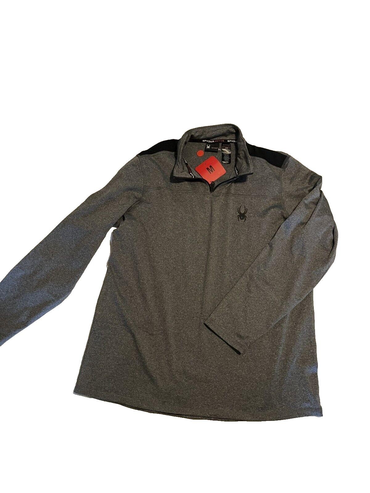 Spyder Active Men\'s Quarter-Zip Pullover Sweatshirt M Heather Gray & Black   AB3