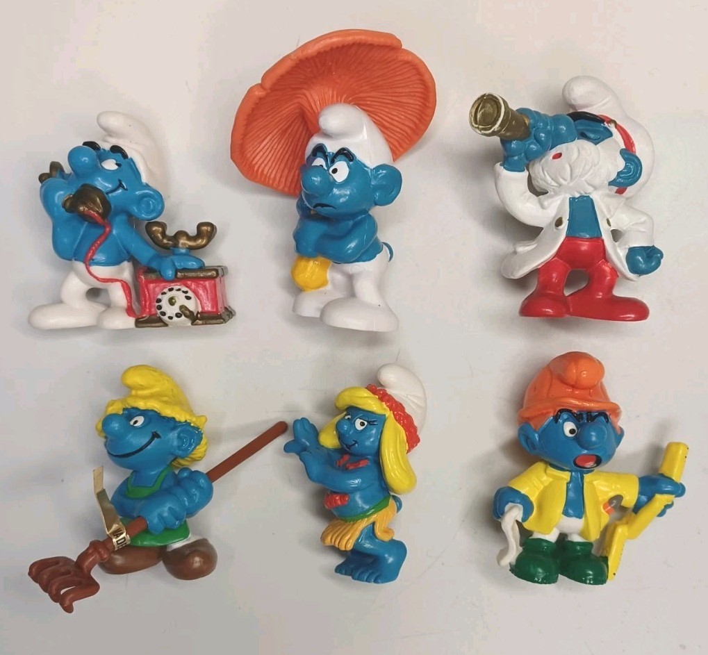 Vintage The Smurfs Figure's Lot Of 6