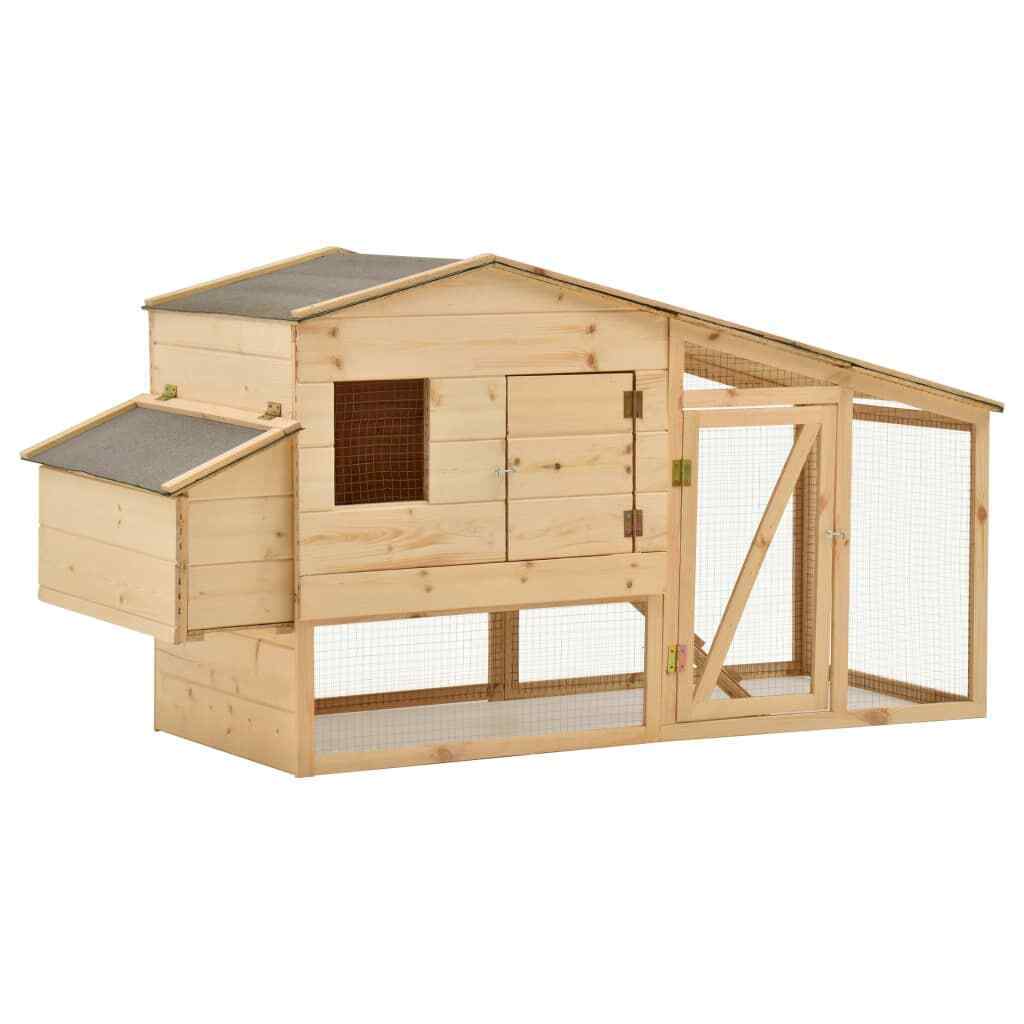 Chicken Coop and Run Hen House with Nesting Box Chicken Cage Solid Wood vidaXL v