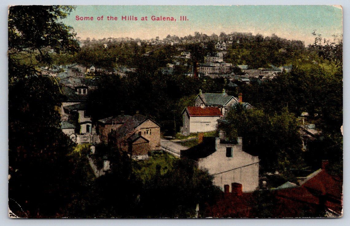 Antique Illinois Postcard GALENA Hills Panoramic View 1913