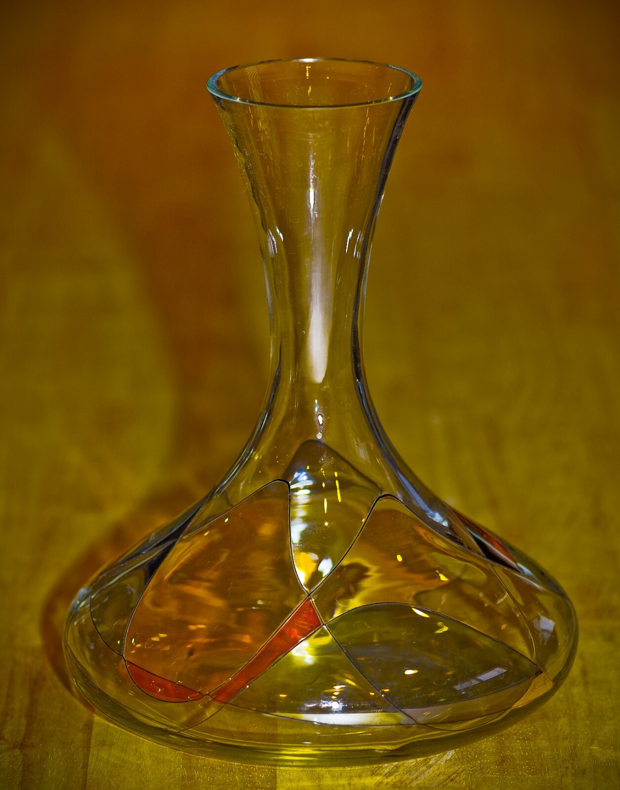 VINTAGE Crystal Stained Decanter Made in Romania Magnificent Kitchen Bar Decor