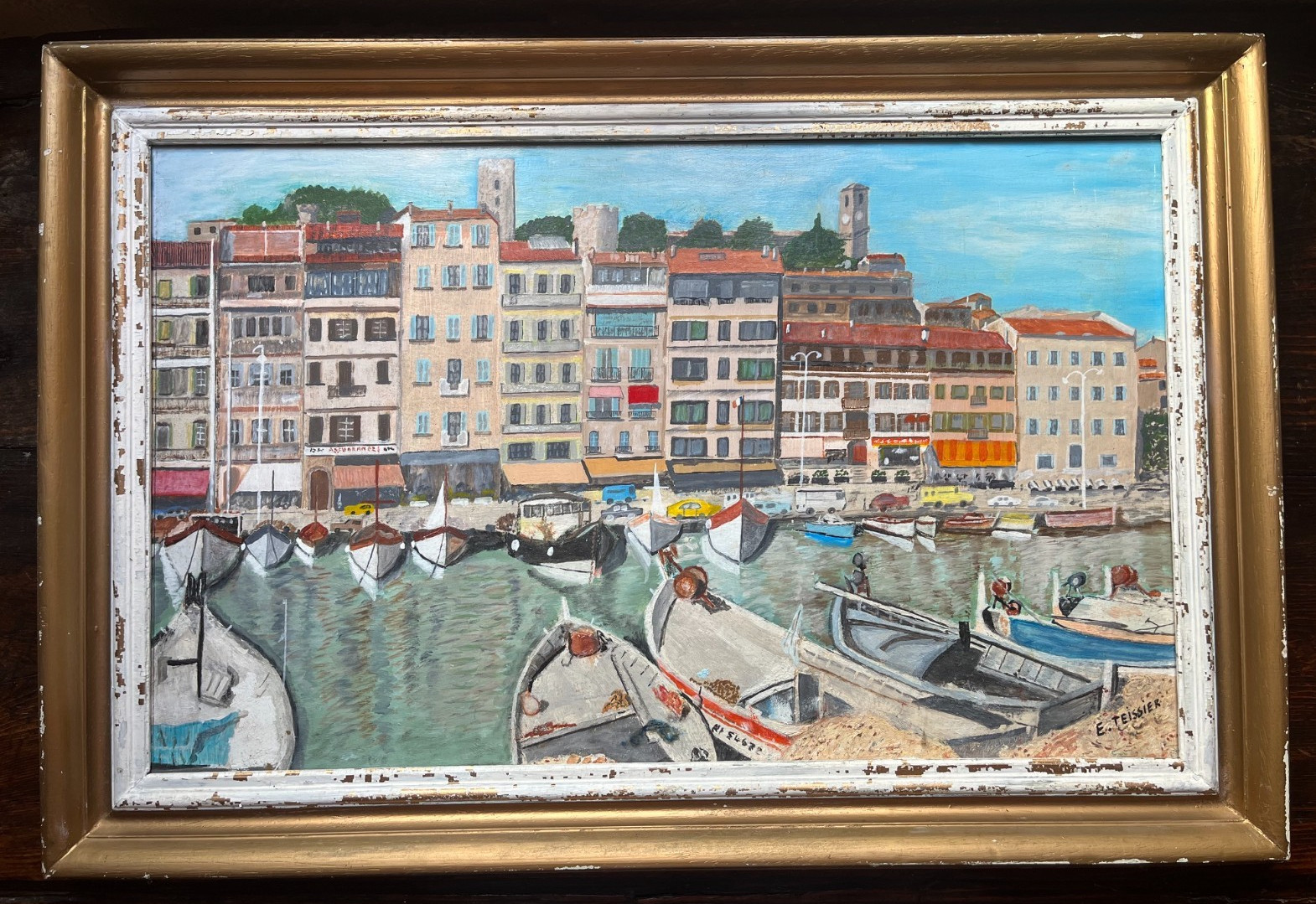 LE VIEUX PORT DE CANNES & SUQUET, oil on panel, HSP, framed, signed VGC