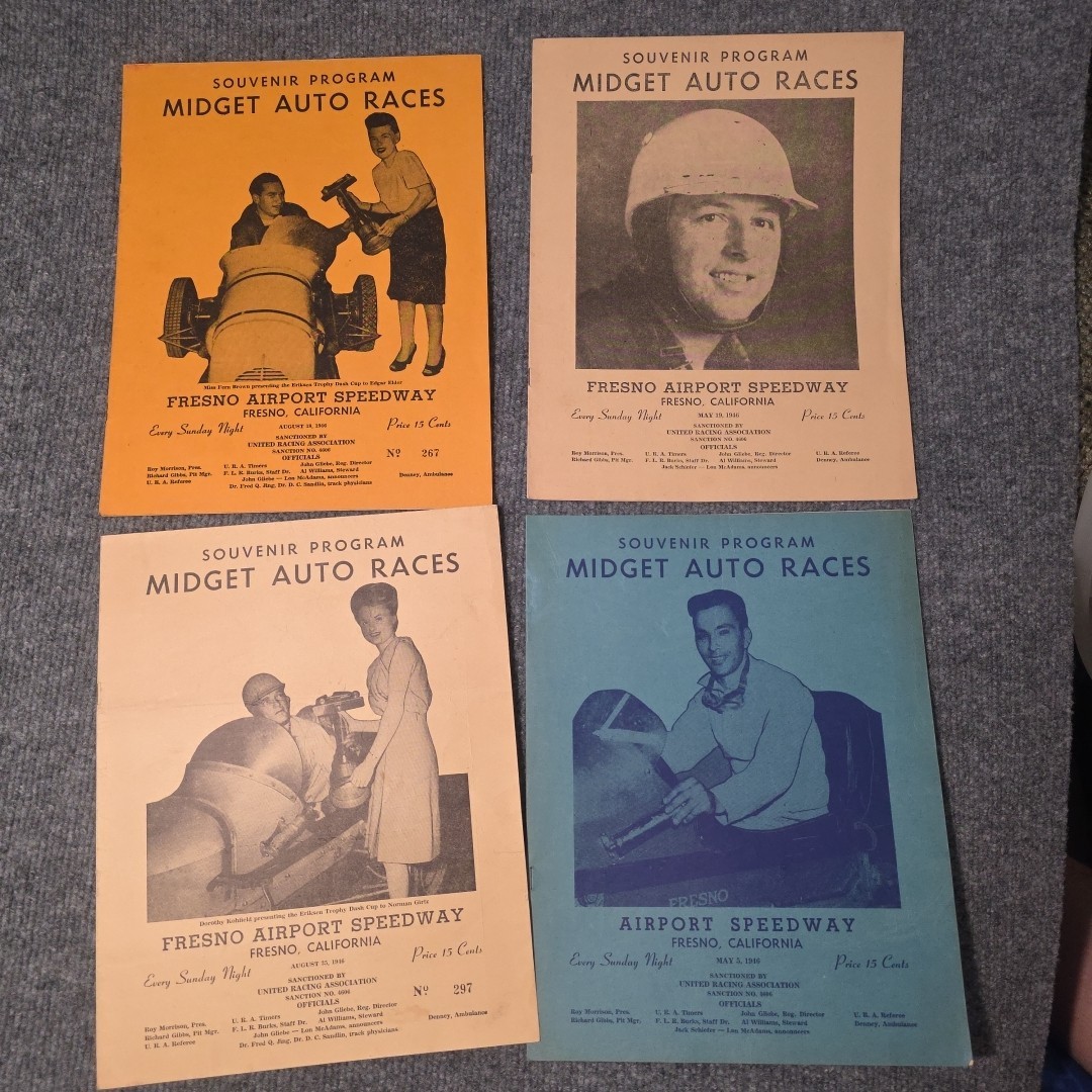 Midget Auto Races 1946 Program Lot Fresno Airport Speedway Johnny Boyd  Racing 