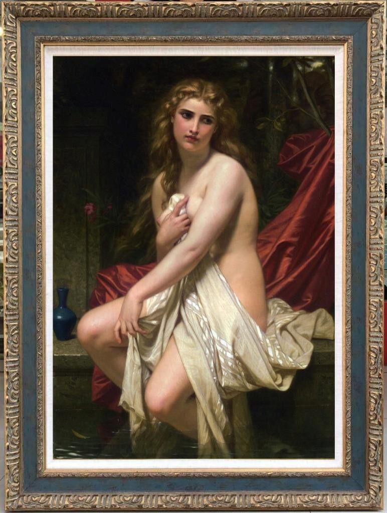 Handmade Old Master-Art Antique Oil Painting women girl on canvas 24
