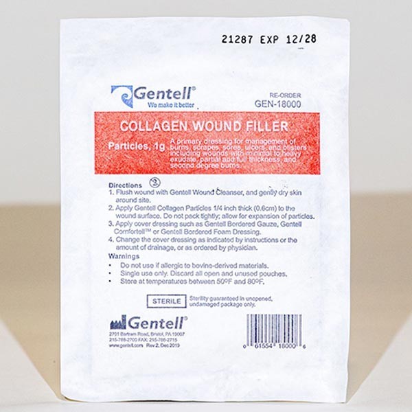 5: Five Gentell Collagen Wound Filler Particles 1g Dressing Burn Care Exp.2029 5: Five Gentell Collagen Wound Filler Particles 1g Dressing Burn Care Exp.2029