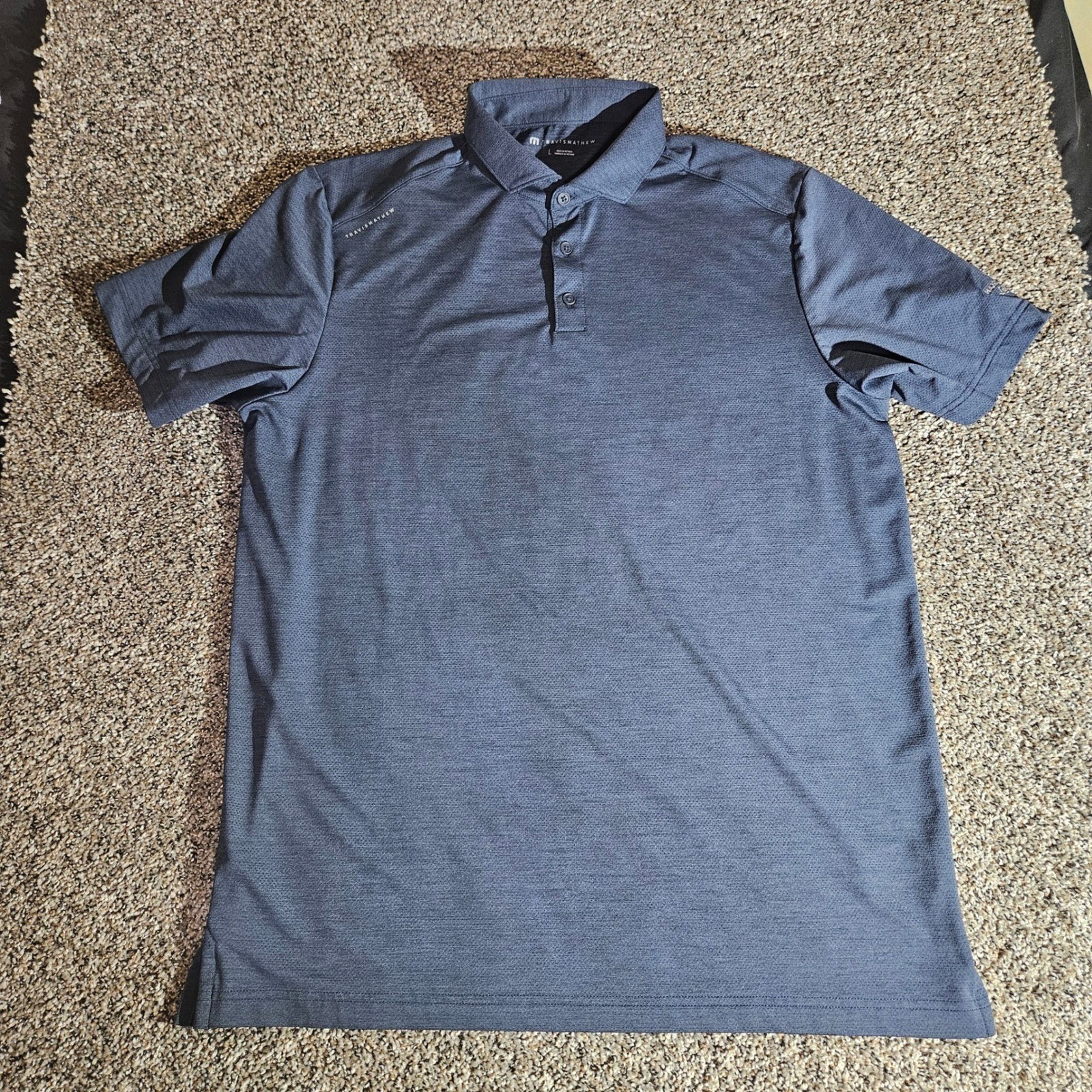 TravisMathew Mens Navy Blue Harbor Shores Golf Polo Shirt A46673N L TravisMathew Mens Navy Blue Harbor Shores Golf Polo Shirt A46673N L