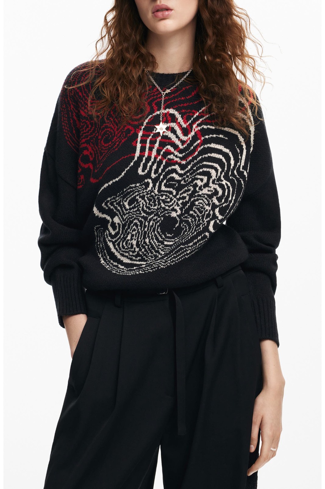 NWT £99 Desigual Toulouse Lacroix Crewneck Abstract Graphic Sweater oversized XS