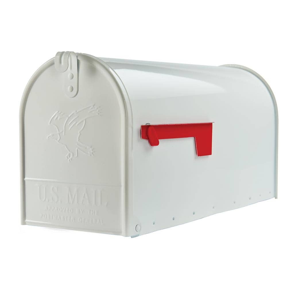 Architectural Mailboxes Elite White, Large, Steel, Post Mount Mailbox