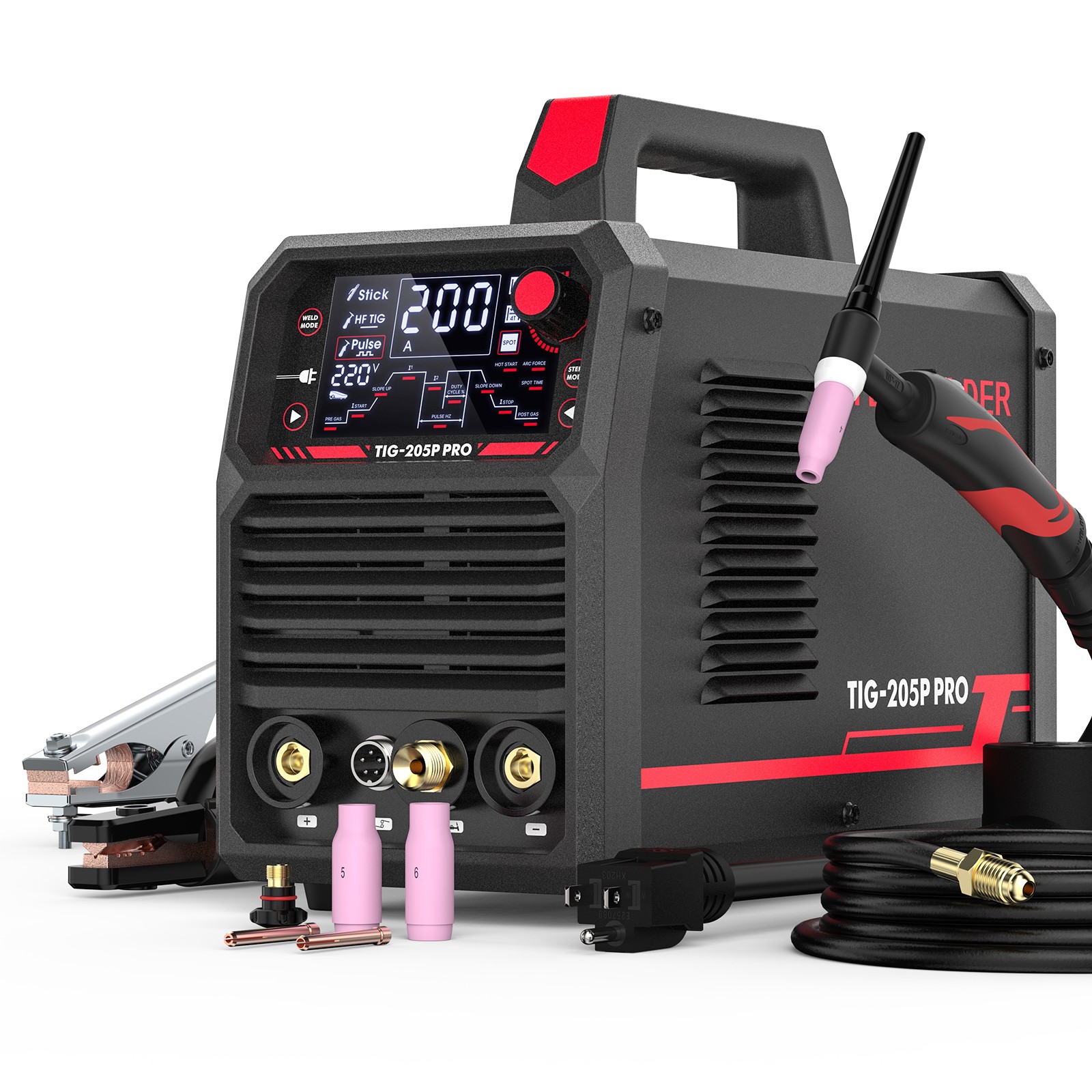 YESWELDER TIG-205P 205A 3-in-1 Welder, DC/Pulse TIG & Stick, 110V/220V