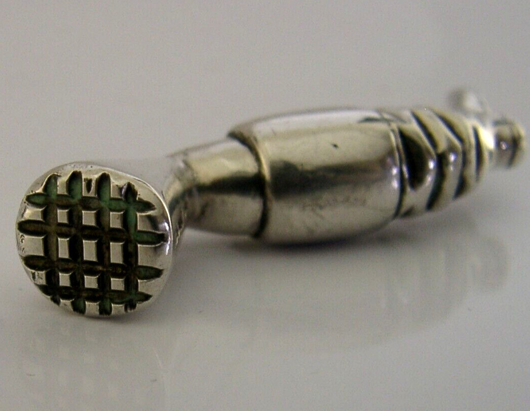 NOVELTY ENGLISH STERLING SILVER BOOT LEG PIPE TAMPER 1981 GEORGIAN COPY