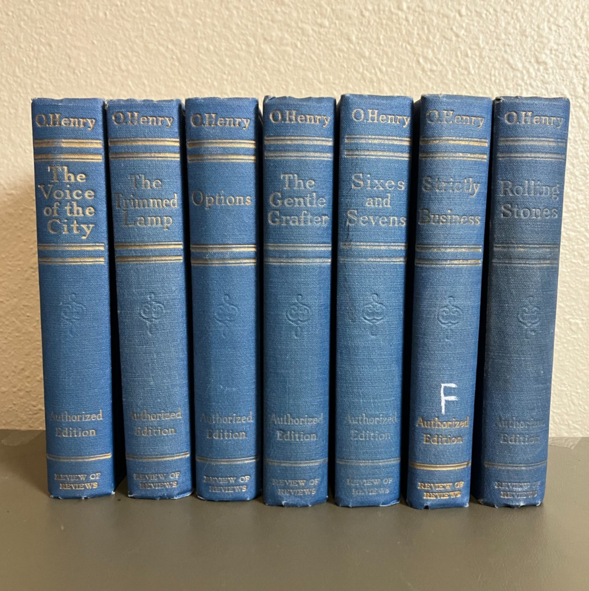 O. Henry Antique Book Set of (7) 1907-1912 - Prior Library Books, Blue Decor