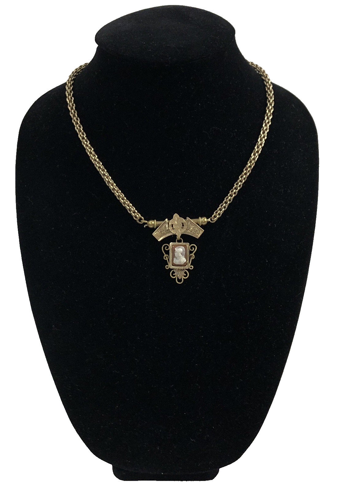 Victorian Cameo Mourning Necklace - Antique