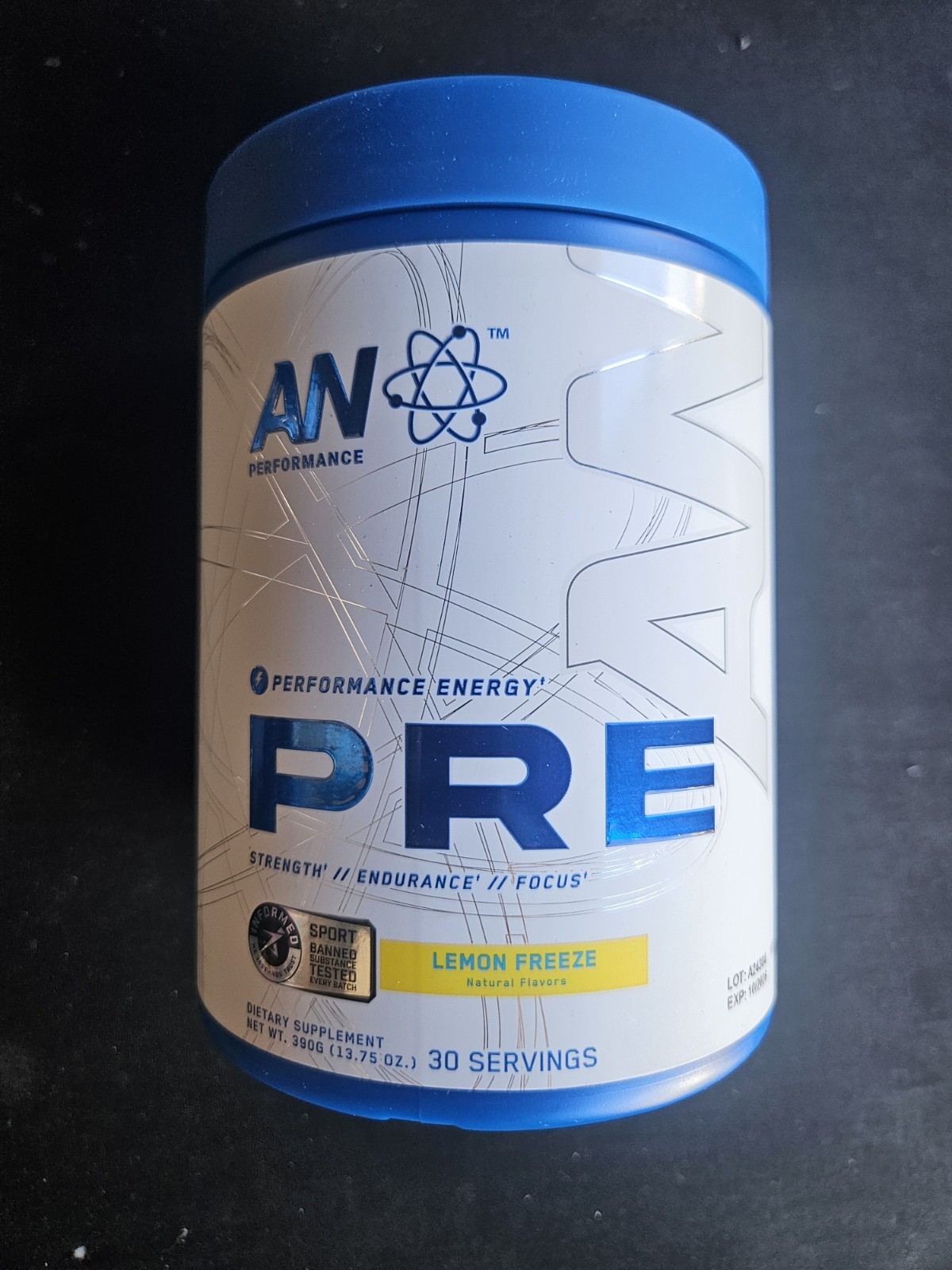 AN Performance PRE Pre-Workout Lemon Freeze 390g 30 Servings EXP 10/2026