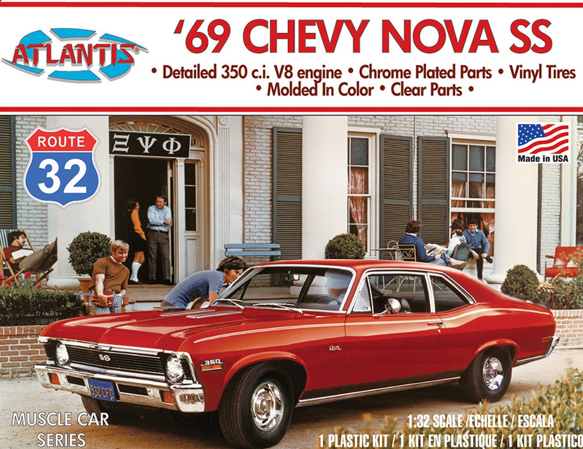 Atlantis 1/32 1969 Chevy Nova SS Route 32 Plastic Model Kit, Skill Level 2 M2006 Atlantis 1/32 1969 Chevy Nova SS Route 32 Plastic Model Kit, Skill Level 2 M2006