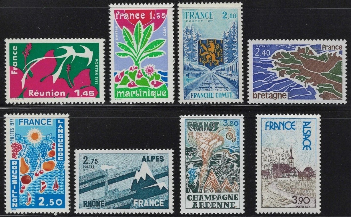 9191 - FRANCE - SCOTT# 1507 - 1514 (REGIONS OF FRANCE) - MNH - CAT $9.70