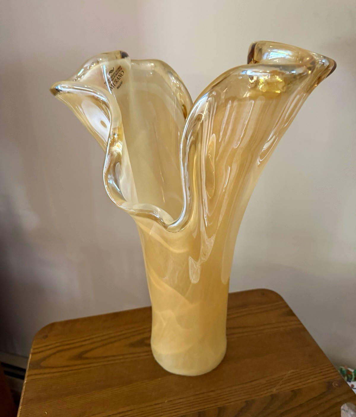 Vintage Murano Handblown Art Glass Split Tulip Vase – 15\