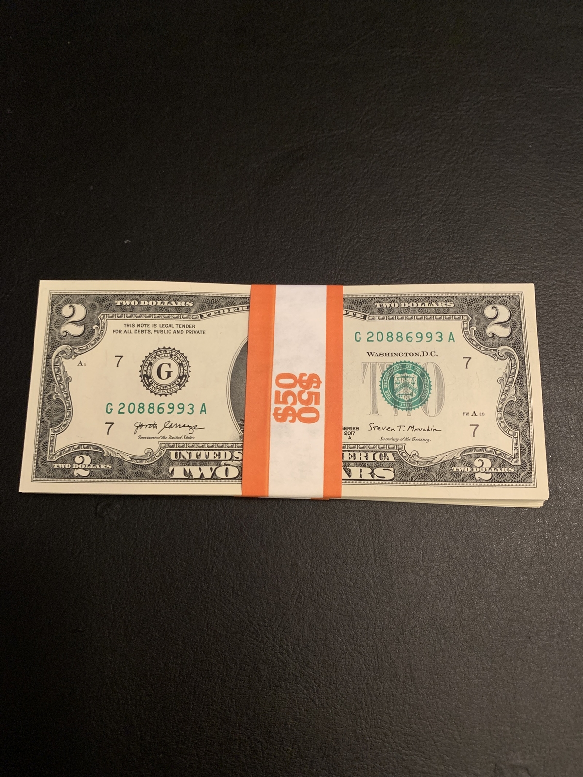 25 $2 Bills – 2017A Series – Lightly Circulated /Uncirculated – Collector’s Item