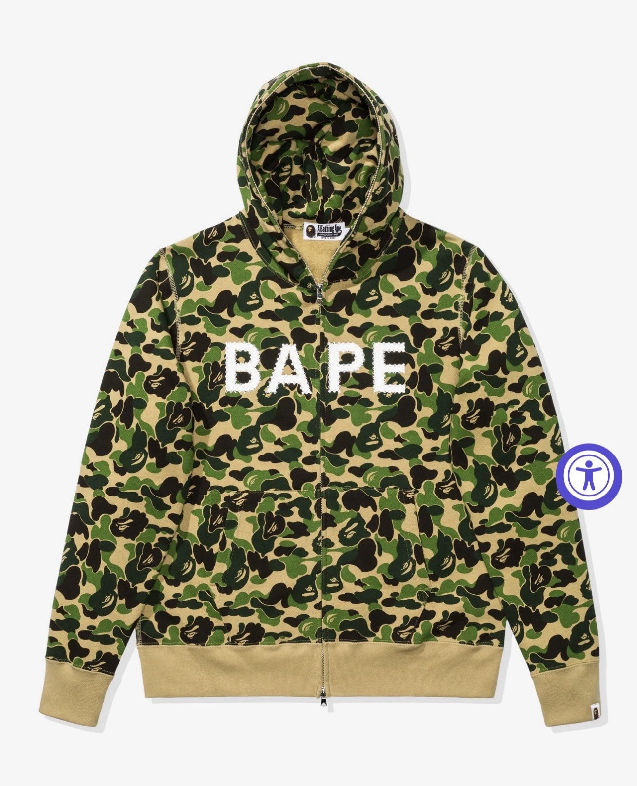 Bape Swarovski Crystal ABC Camo Green Full Zip Hoodie Men M New 100% Authentic