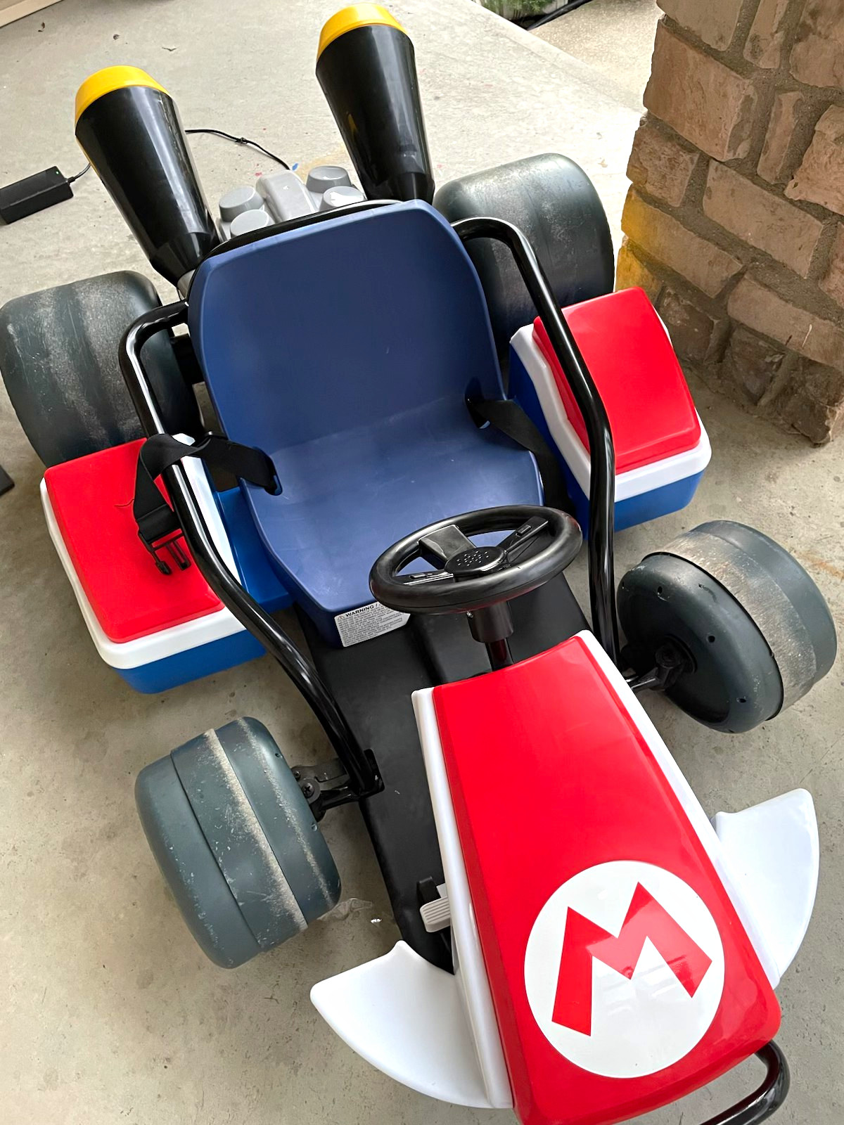 Super Mario Bros Mario Battery Powered Ride-On Kart w/ Steering Wheel, RW&B Seat