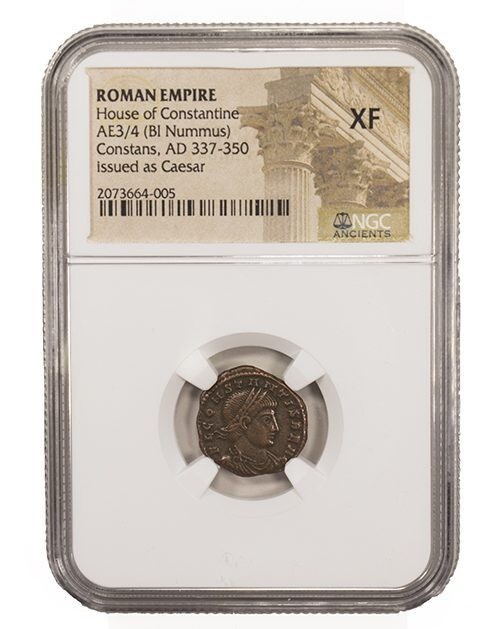 NGC XF AE3/4 of Constans AD337-350  EXTREMELY FINE NGC Ancients Certified Bronze