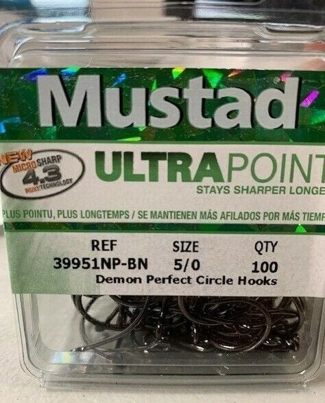 Mustad 39951NP-BN-5/0-100U Demon Perfect Circle 1X Fine-Black Nickel-100 pack- Mustad 39951NP-BN-5/0-100U Demon Perfect Circle 1X Fine-Black Nickel-100 pack-
