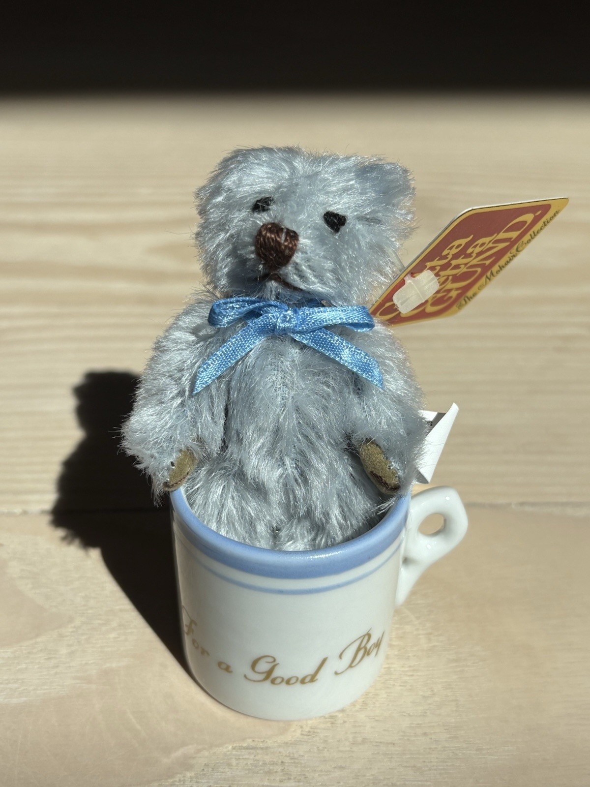 GUND Mini 3” Baby Blue Mohair Bear, Tiny Teddy Wishes; Brand New In Original Box