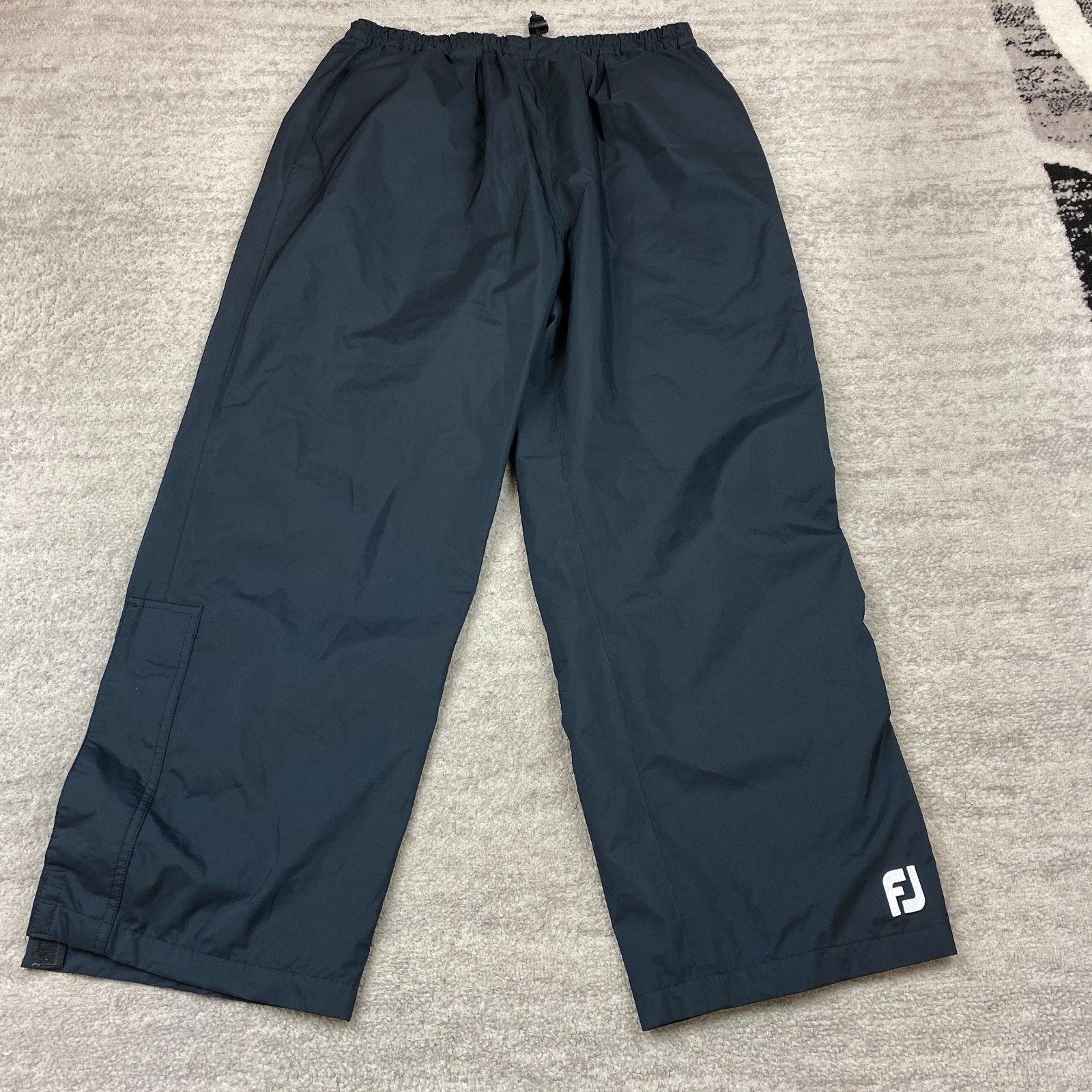 Vintage FootJoy DryJoys Rain Pants Medium Black Golfer Packable Waterproof Mens