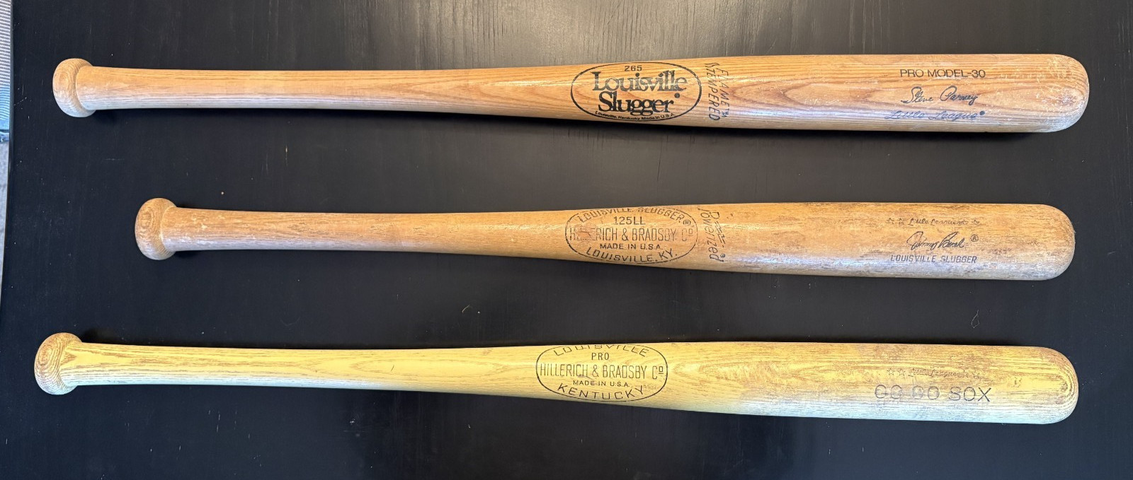 Vintage Wood Baseball Bats Lot of 3 - Johnny Bench, Steve Garvey, Chicago Go Sox