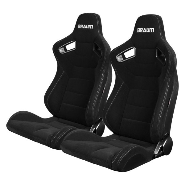 BRAUM Elite Series Racing Seats – Black Jacquard Fabric with Grey Stitching – Re