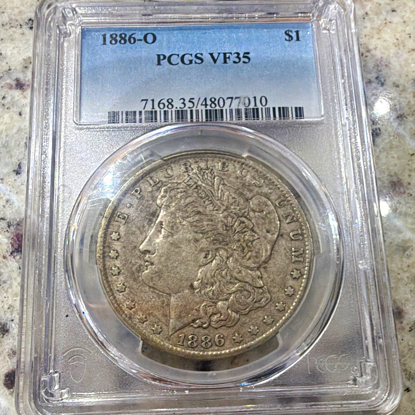 1886-O $1 Morgan Silver Dollar PCGS VF35 New Orleans O-Mint Cert #48077010 1886-O $1 Morgan Silver Dollar PCGS VF35 New Orleans O-Mint Cert #48077010