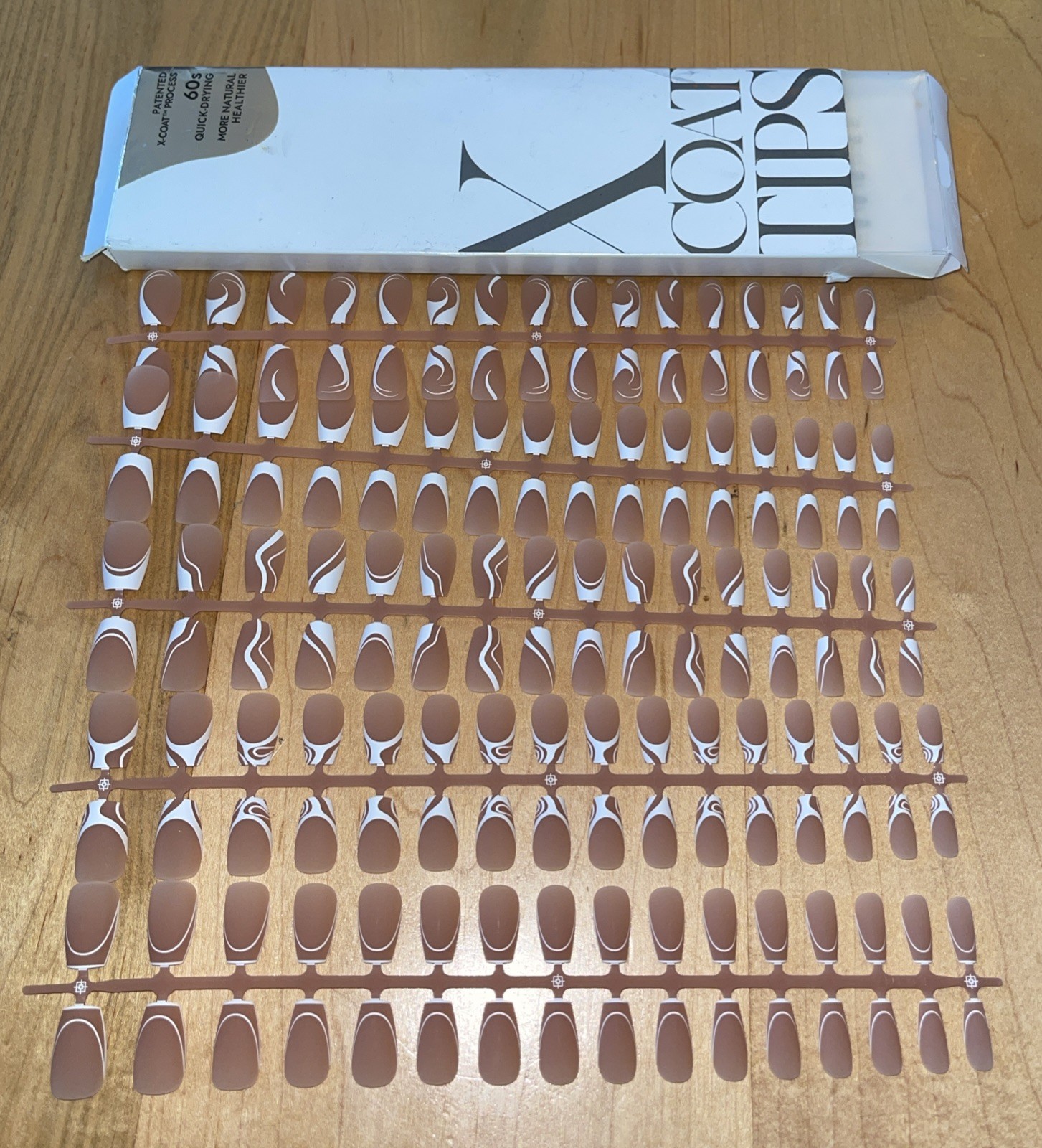 BTARTBOXNAILS X-Coat Tips Nails BROWN FRENCH ￼Tip 160 Pcs 2-4 Weeks Of Wear NEW￼