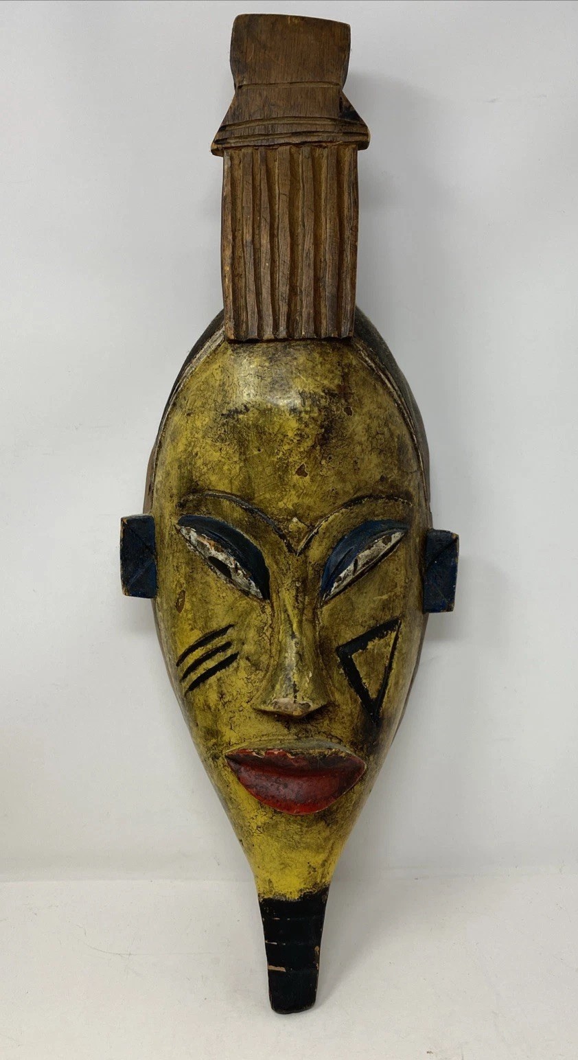 Vintage Hand Carved African Wooden Guro Tribal Mask Ivory Coast Africa Art 19” Vintage Hand Carved African Wooden Guro Tribal Mask Ivory Coast Africa Art 19”