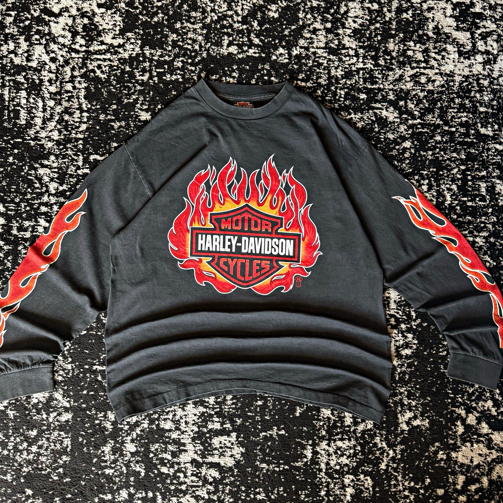 Vintage Harley Davidson Flame Shield Longsleeve REPRINT Size XL Single Stitch Vintage Harley Davidson Flame Shield Longsleeve REPRINT Size XL Single Stitch