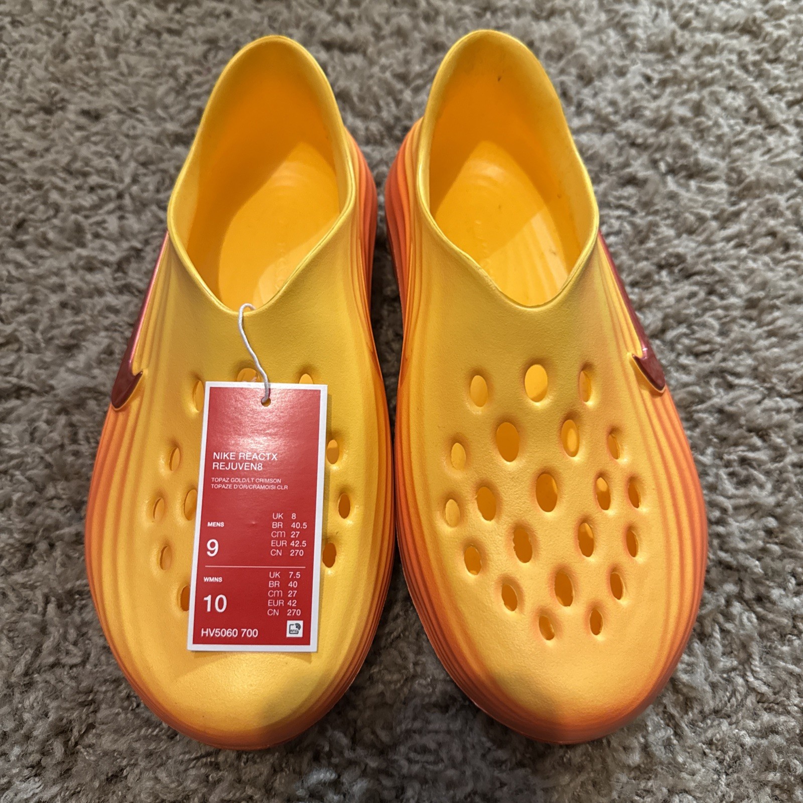 Nike ReactX Rejuven 8 Light Crimson Topaz Gold HV5060-700 Men Size 9 New Nike ReactX Rejuven 8 Light Crimson Topaz Gold HV5060-700 Men Size 9 New